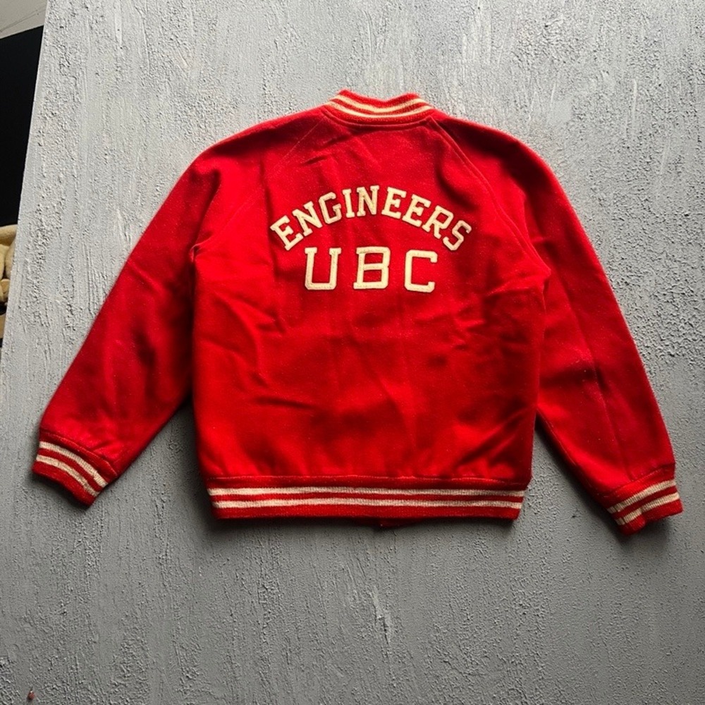 Vintage University Of British Columbia Varsity Jacket Medium Red 1950s Engineers